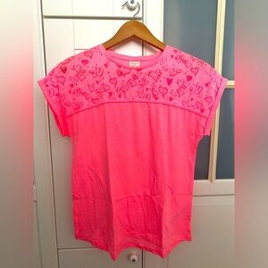 New with tags! ZARA Girls Peach color Burnout print Tee with Braid trim Sz 11-12